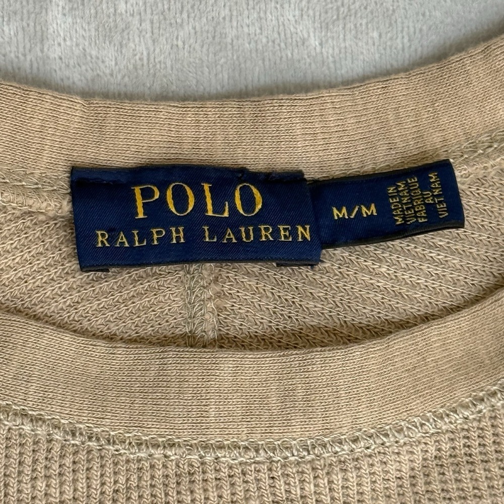 Polo Ralph Lauren Dress Boating Khaki Beige Waffle Knit Thermal Coastal Neutral - Picture 2 of 6
